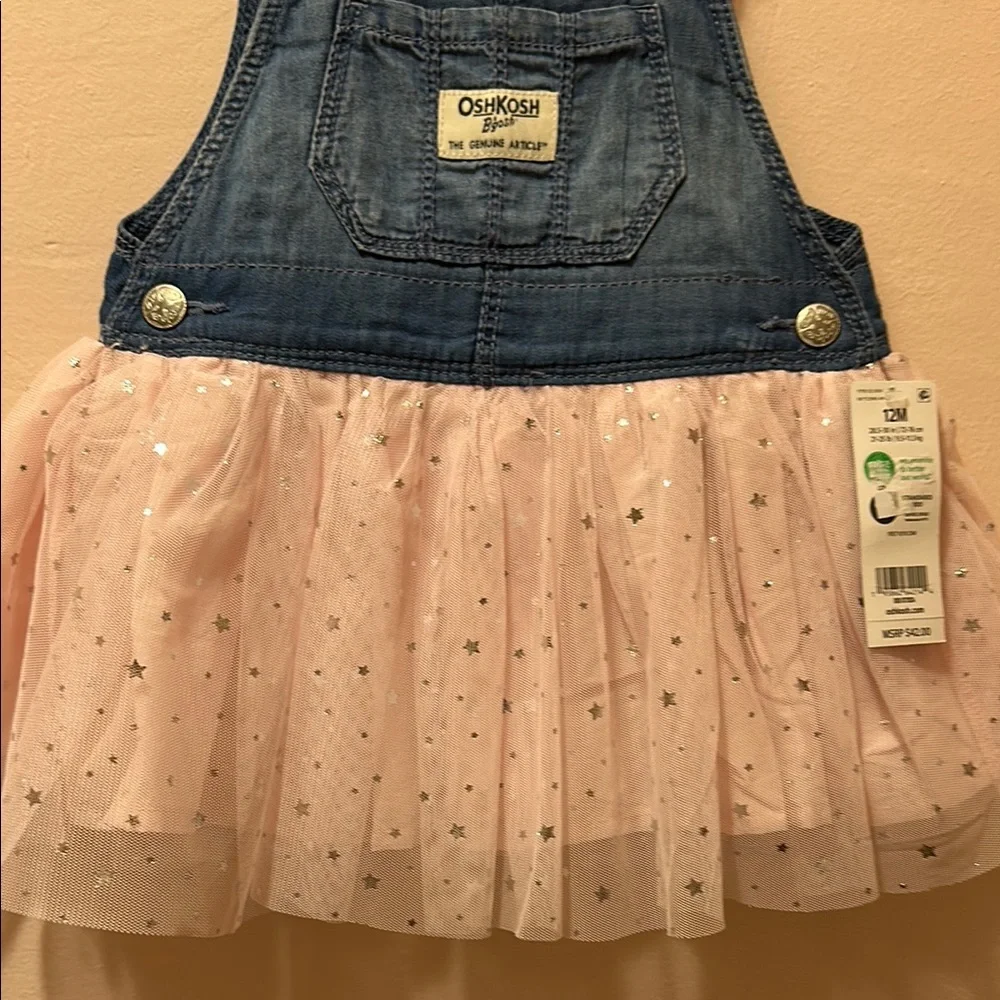 OshKosh B'gosh Blue Denim Dress with Pink Starry Tulle